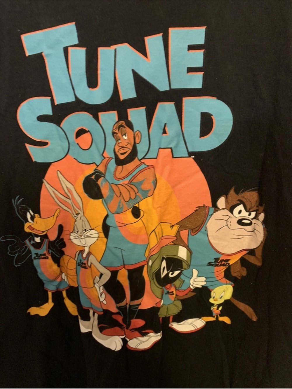Sony Black Tune Squad Graphic Tee with Blue‎ and Orange Print